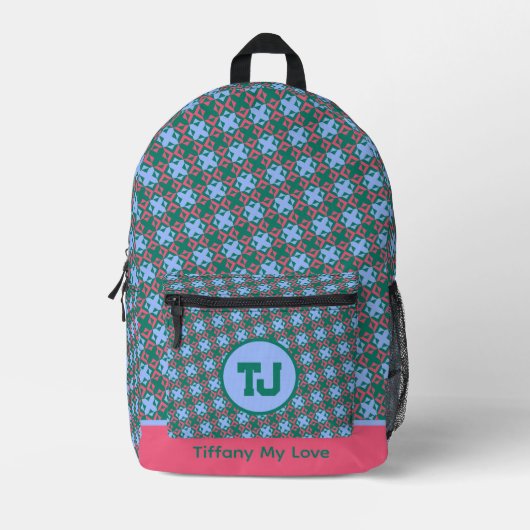 Chic Monogrammed Elementary Student Rugzak voor B (Voorkant)