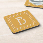 Chic Monogrammed Golden Yellow & Off White Initiaa Bier Onderzetter (Linkerzijde)