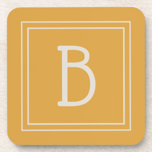 Chic Monogrammed Golden Yellow & Off White Initiaa Bier Onderzetter