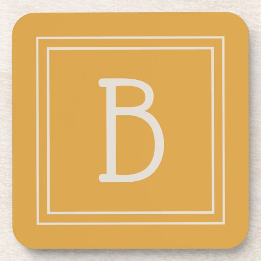 Chic Monogrammed Golden Yellow & Off White Initiaa Bier Onderzetter (Voorkant)