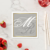 chic monogrammed grayish bruiloft receptie servet (Insitu)