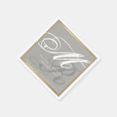 chic monogrammed grayish bruiloft receptie servet (Hoek)