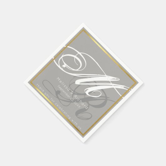 chic monogrammed grayish bruiloft receptie servet (Hoek)
