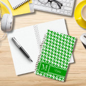 Chic Monogrammed Green Houndstooth Bullet Notitieboek