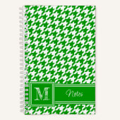 Chic Monogrammed Green Houndstooth Bullet Notitieboek (Voorkant)