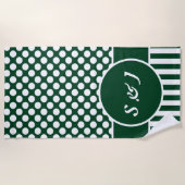 Chic Monogrammed Green Polka Dot Strandlaken (Voorkant)
