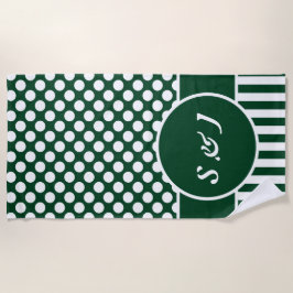 Chic Monogrammed Green Polka Dot Strandlaken
