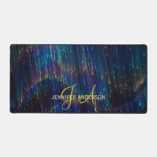 Chic Monogrammed initiaal glanzend vuurwerk Desk M Bureaumat (Voorkant)