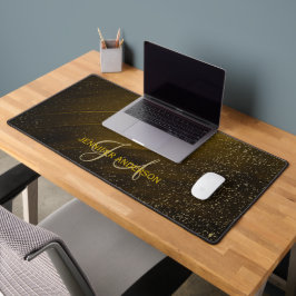 Chic Monogrammed initiaal Gouden Confetti Desk Mat