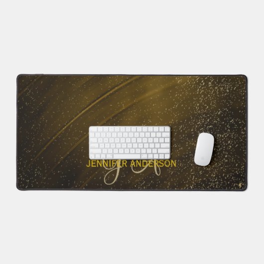 Chic Monogrammed initiaal Gouden Confetti Desk Mat (Keyboard & Muis)