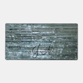 Chic Monogrammed initiaal zilveren glanzende Desk  Bureaumat (Voorkant)