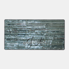 Chic Monogrammed initiaal zilveren glanzende Desk  Bureaumat