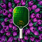 Chic Monogrammed Iridescent Green Pickleball Paddle
