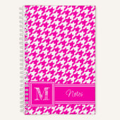 Chic Monogrammed Pink Houndstooth Bullet Notitieboek (Voorkant)