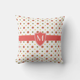 Chic Monogrammed Red White Polkas Sierkussen