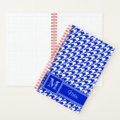 Chic Monogrammed Royal Blue Houndstooth Bullet Notitieboek (Binnen)