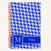 Chic Monogrammed Royal Blue Houndstooth Bullet Notitieboek (Voorkant)