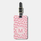 Chic Monogrammed Roze Bagagelabel (Voorkant verticaal)