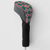 Chic Monogrammed Roze en Groene Diamant Motief Golfheadcover