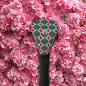 Chic Monogrammed Roze en Groene Diamant Motief Golfheadcover