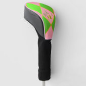 Chic Monogrammed Roze & Groene Argyle Golfheadcover (Schuin)