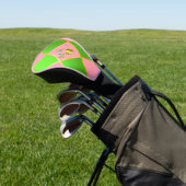 Chic Monogrammed Roze & Groene Argyle Golfheadcover (Insitu)