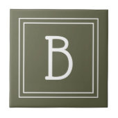Chic Monogrammed Rustic Green & White Initiaal Tegeltje (Voorkant)