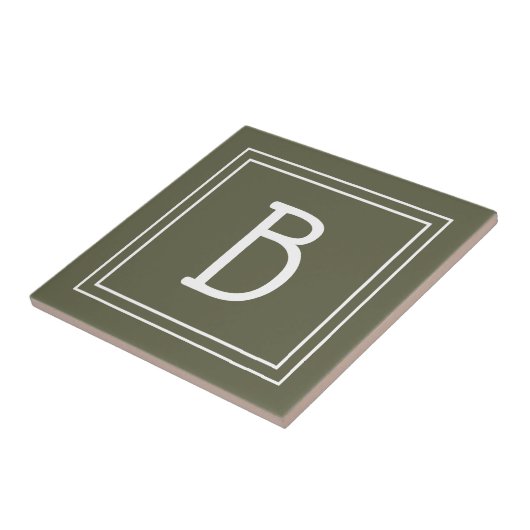 Chic Monogrammed Rustic Green & White Initiaal Tegeltje (Zijkant)