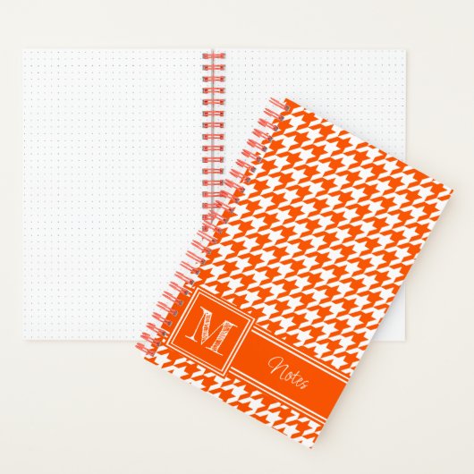 Chic Monogrammed Sinaasappel Houndstooth Bullet Notitieboek (Binnen)