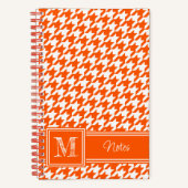 Chic Monogrammed Sinaasappel Houndstooth Bullet Notitieboek (Voorkant)