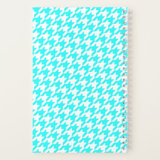 Chic Monogrammed Turquoise Houndstooth Bullet Notitieboek (Achterkant)