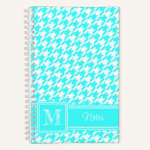 Chic Monogrammed Turquoise Houndstooth Bullet Notitieboek (Voorkant)