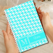 Chic Monogrammed Turquoise Houndstooth Bullet Notitieboek
