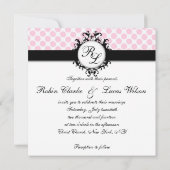 Chic Monogrammen Wedding Noite Pink Polka Dots Kaart (Achterkant)