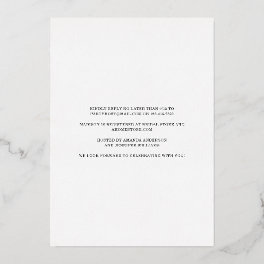 Chic Moody Botanical Lijst Vrijgezellenfeest REAL Folie Uitnodiging (Achterkant)