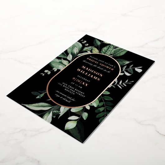 Chic Moody Botanical Lijst Vrijgezellenfeest REAL Folie Uitnodiging (Gedraaid)