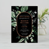 Chic Moody Botanical Lijst Vrijgezellenfeest REAL Folie Uitnodiging (Staand Voorkant)