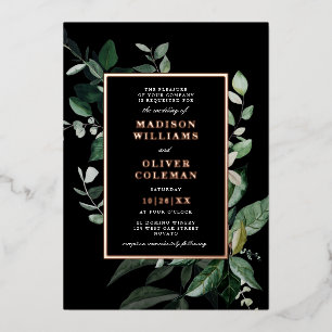 Chic Moody Botanical Lijst Wedding REAL Folie Uitnodiging