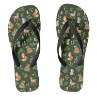 Chic Moody Green Woodland Forest Animals Beer Deer