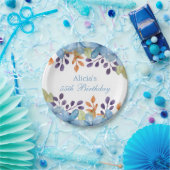 Chic Mooie Blauwe Flora Waterverf Elke Leeftijd Ve Papieren Bordje (Feest)