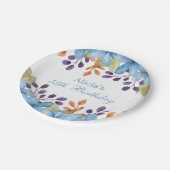 Chic Mooie Blauwe Flora Waterverf Elke Leeftijd Ve Papieren Bordje (Gekanteld)