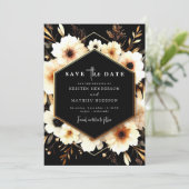 Chic mooie gouden en zwarte bruiloft save the date (Staand voorkant)
