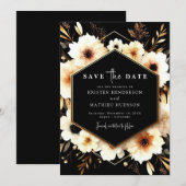 Chic mooie gouden en zwarte bruiloft save the date (Voorkant / Achterkant)