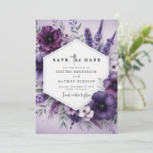 Chic Mooie Paarse Bloemen Huwelijk Save The Date (Staand voorkant)