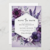 Chic Mooie Paarse Bloemen Huwelijk Save The Date (Voorkant / Achterkant)
