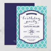 Chic Moroccan Birthday Party Invitation Kaart (Voorkant / Achterkant)