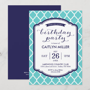 Chic Moroccan Birthday Party Invitation Kaart