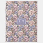 Chic Morris geïnspireerde pastel roze paarse bloem Fleece Deken (Voorkant)