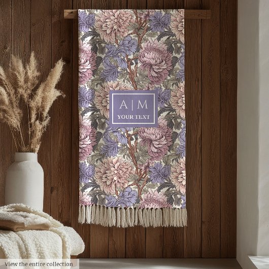 Chic Morris geïnspireerde pastel roze paarse bloem Fleece Deken