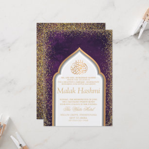 Chic Mosque Baby Meisje PurpIe Islamitische Aqiqa  Kaart